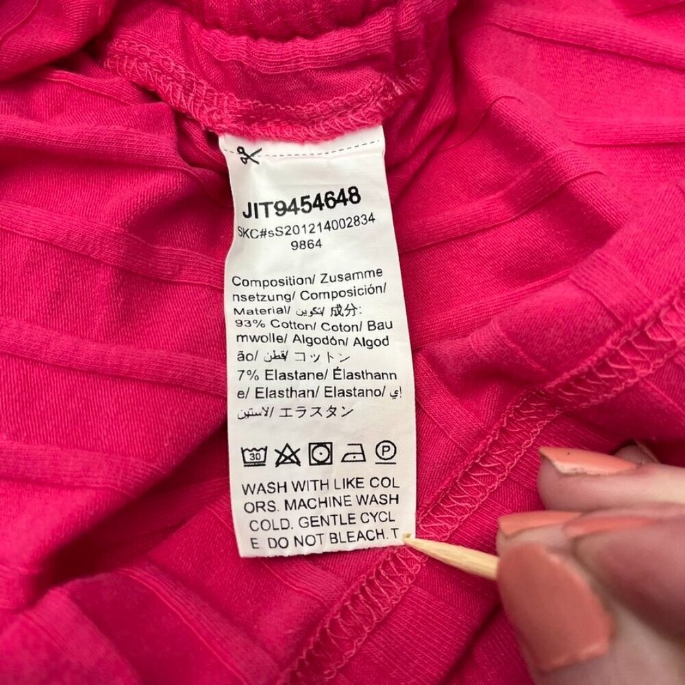 3/$20 Bundle πSHEIN Ribbed Drawstring Ruched Midi Dress Hot Pink XL - Picture 4 of 10
